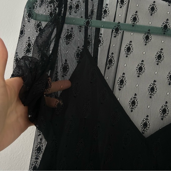 MAJE black lace dress see though long dress NWT sz2 - Picture 4 of 9